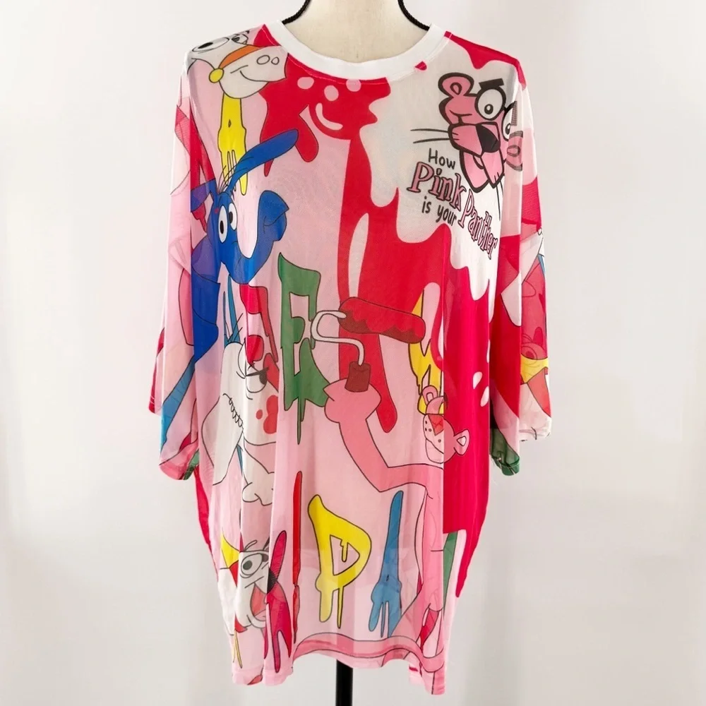Pink Panther Graphic Women's Sheer Top - Picture 2 of 10